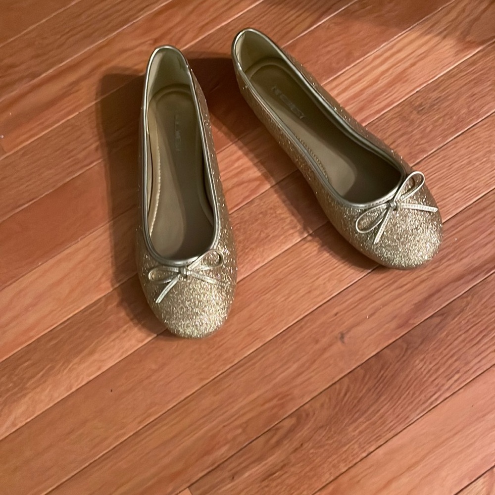 Gold glitter flats